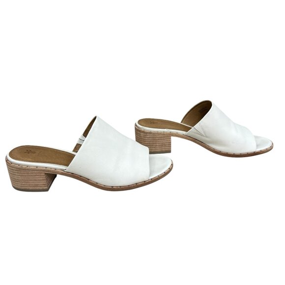 Frye Shoes - Frye Lucia White Leather Slip-On Open Toe Square Mules/Clogs womens size 8.5